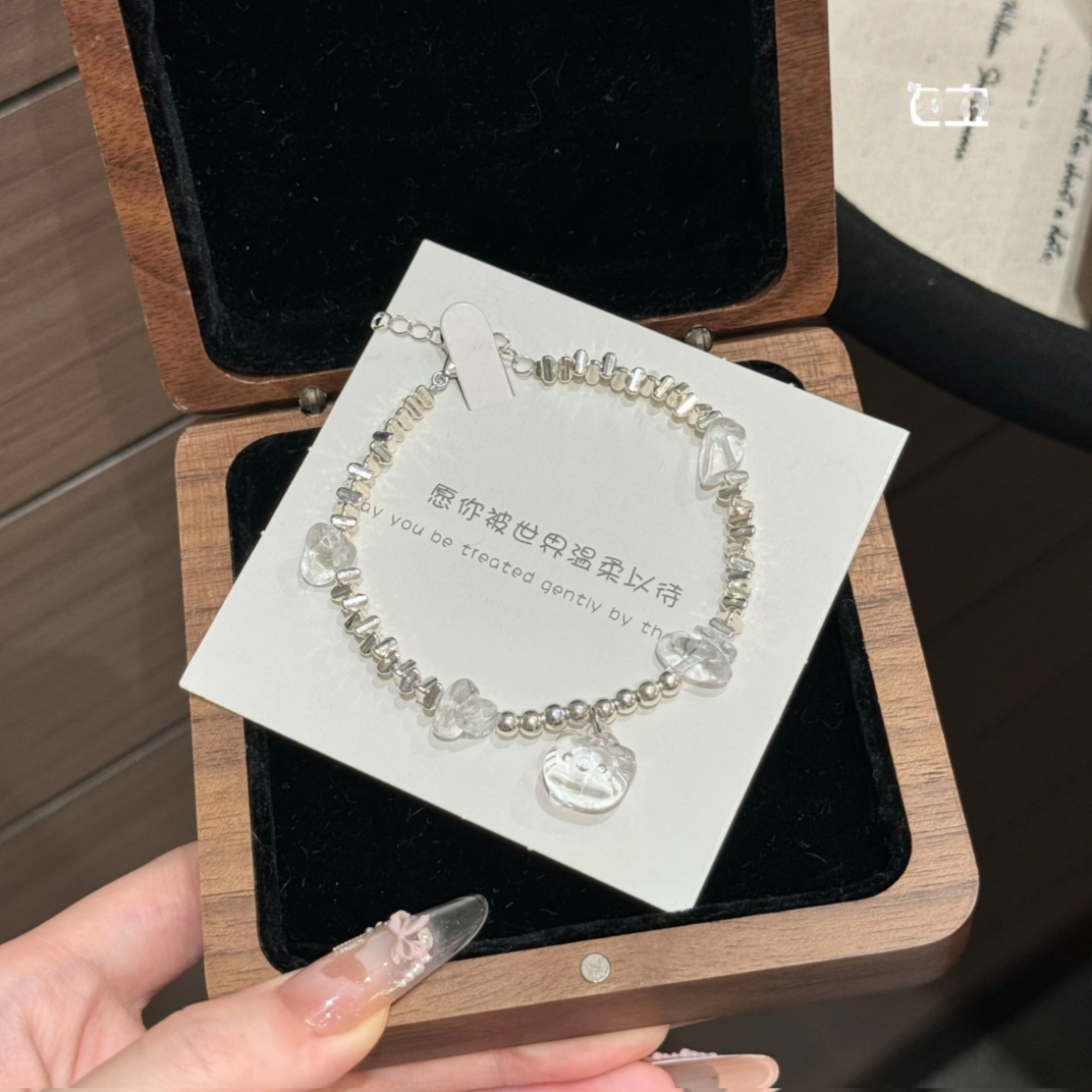 非金属树脂手链 韩系ins卡通透明kt猫手链女情侣小众设计感手绳