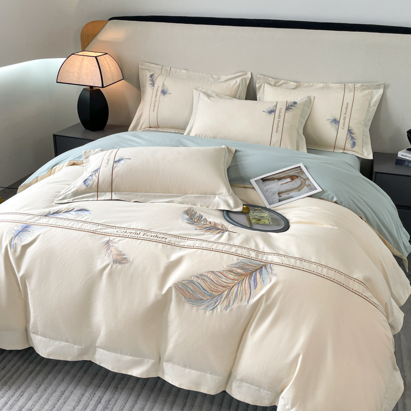 全棉纯棉四件套轻奢被套床笠长绒棉床单款简约透气秋冬高级感床品