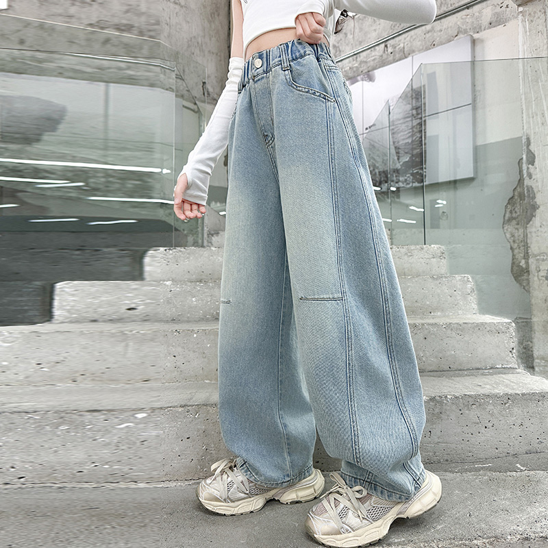 儿童秋装2025年新款大女童装薄款裤子春秋款水洗牛仔裤秋季直筒裤