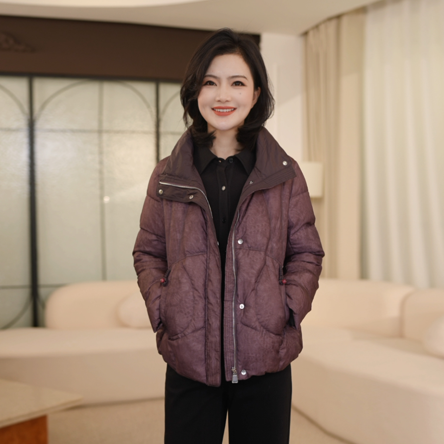 【90白鸭绒】枫竺阿楠anan立领国风提花羽绒服女秋冬保暖加厚外套