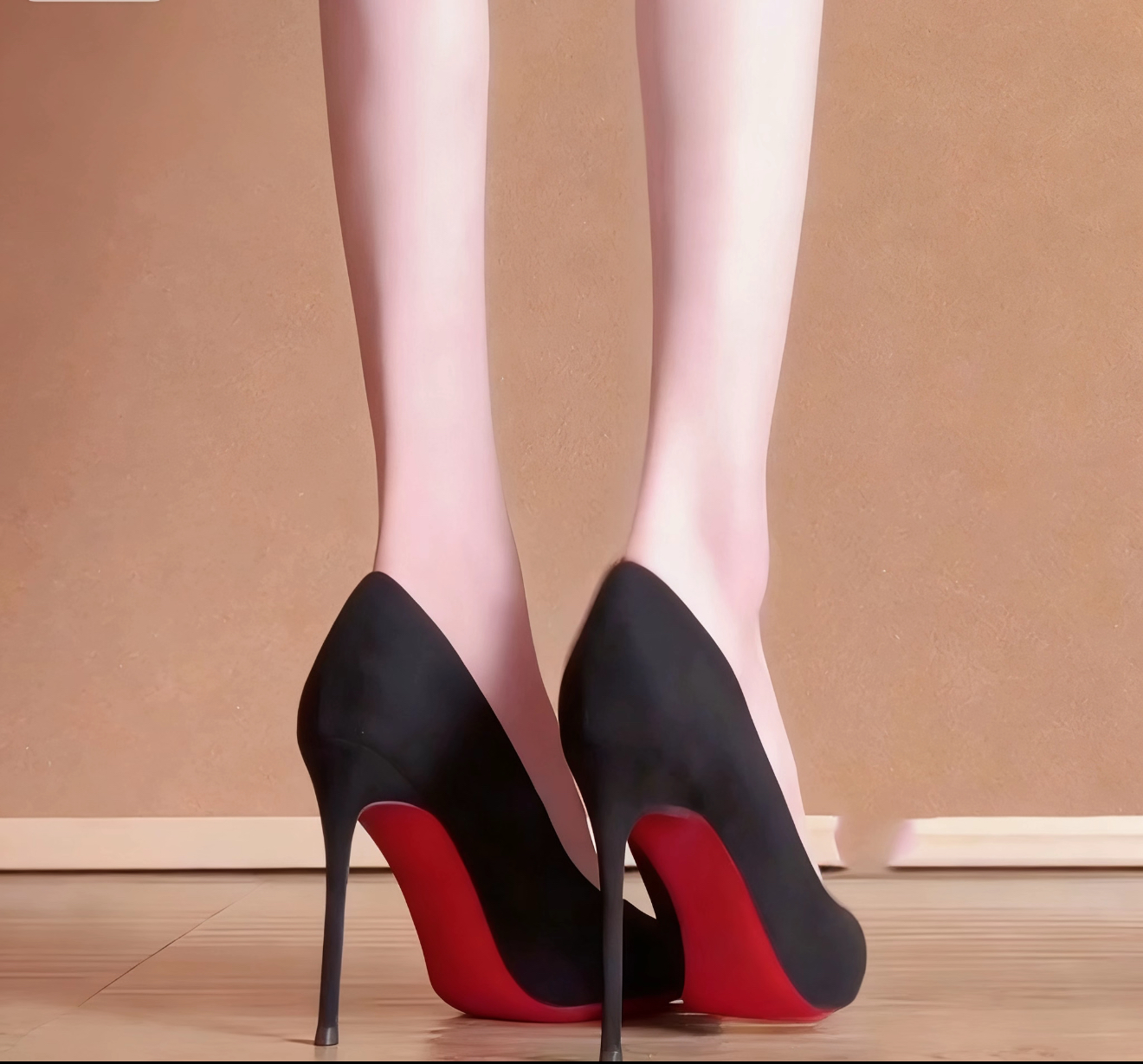 2025秋季新款性感黑色绒面红底尖头细跟高跟鞋职业通勤工作单鞋女