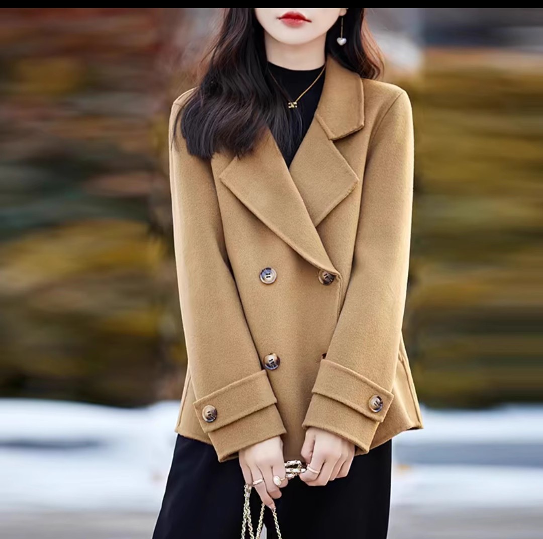 新款西装短款羊毛大衣外套女高端双面呢羊毛韩版洋气秋冬款外衣