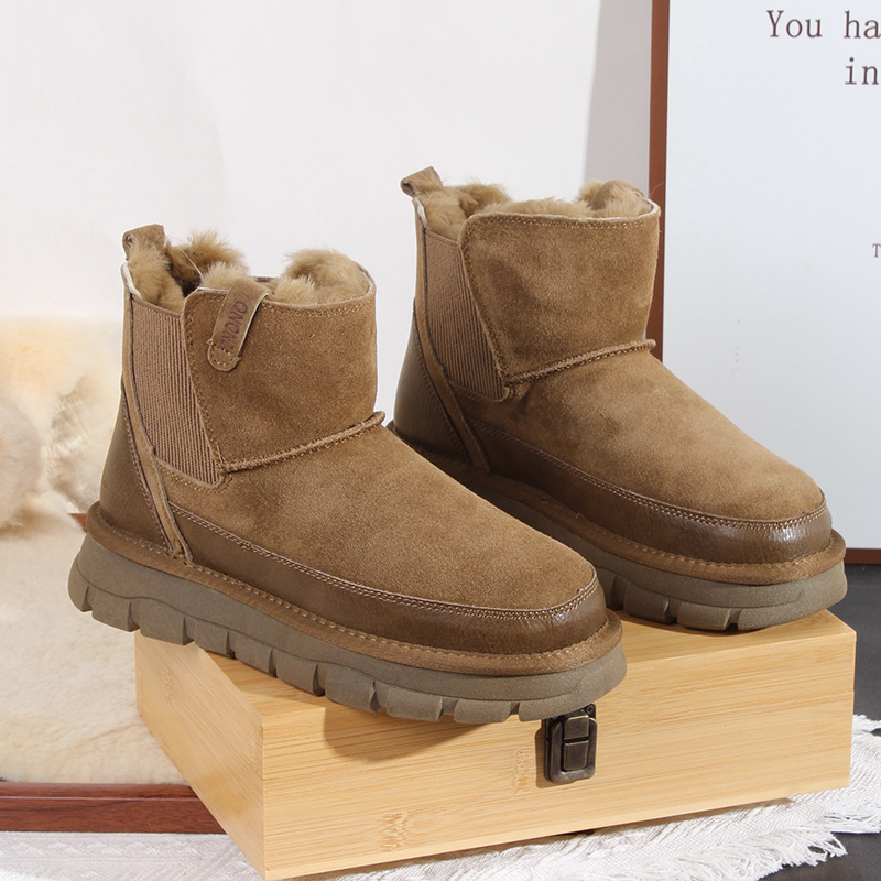 牛皮+内里全羊毛！ZZ-864 男士防水防污好打理雪地靴厚底保暖棉鞋