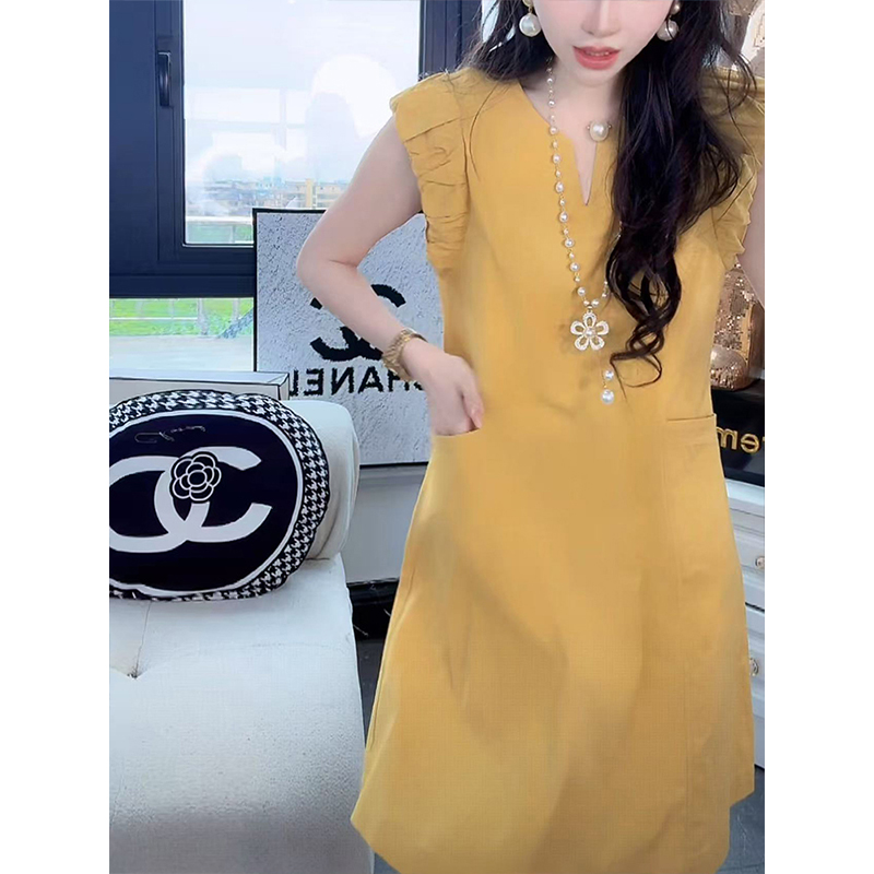 花边拼接无袖连衣裙女2025夏季新款时尚气质高级感减龄纯色裙子潮