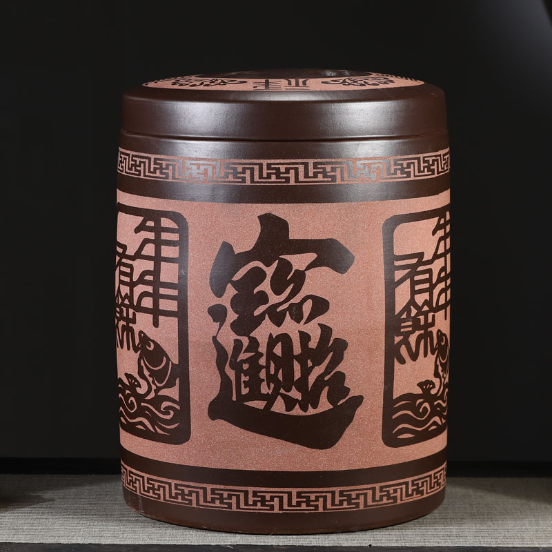 大号紫砂茶叶罐可用于储存普洱茶饼白茶黑茶等40-50饼装普洱茶罐