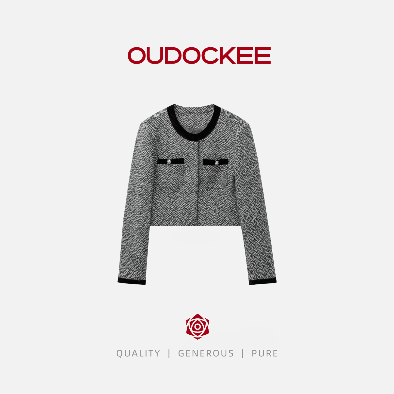 OUDOCKEE 鸥鸥 【绵羊毛】赫本 法式老钱风小香风外套女款 JACX773T