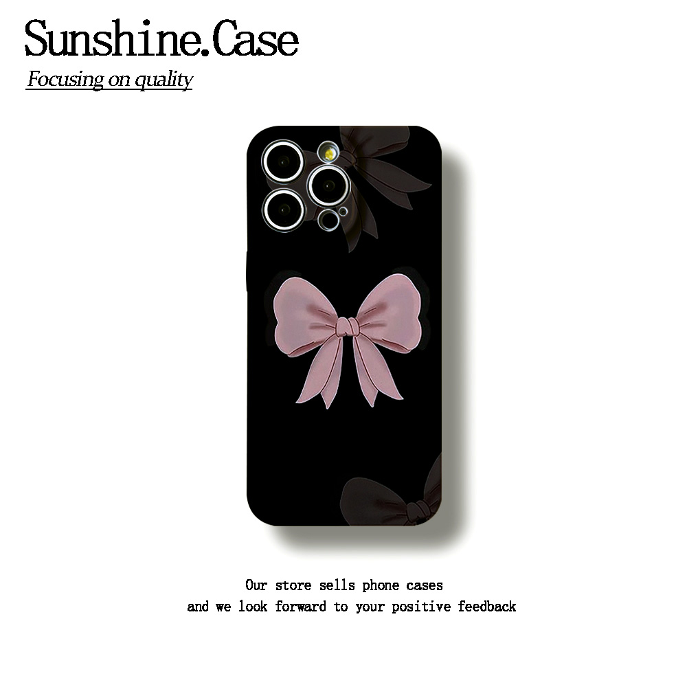 黑底蝴蝶结软壳适用苹果oppo华为vivo小米手机壳防摔创意ins全包