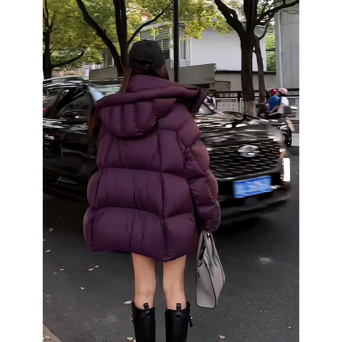 VOCKOO官方时尚高级感气质连帽白鸭绒羽绒服女2025年冬季新款加厚