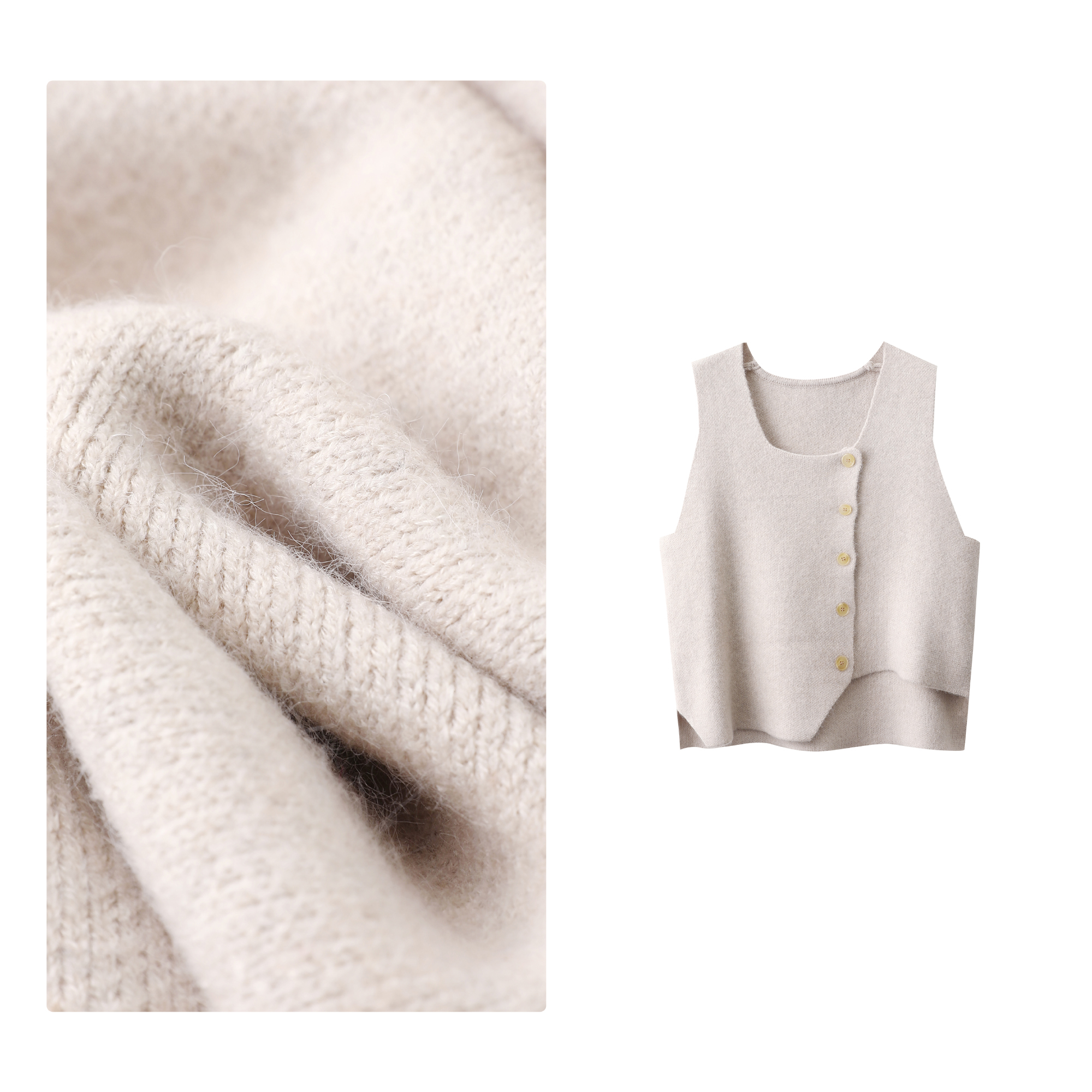 门店20&9！不规则马甲」下摆不规则设计显瘦女式针织马甲 H00808