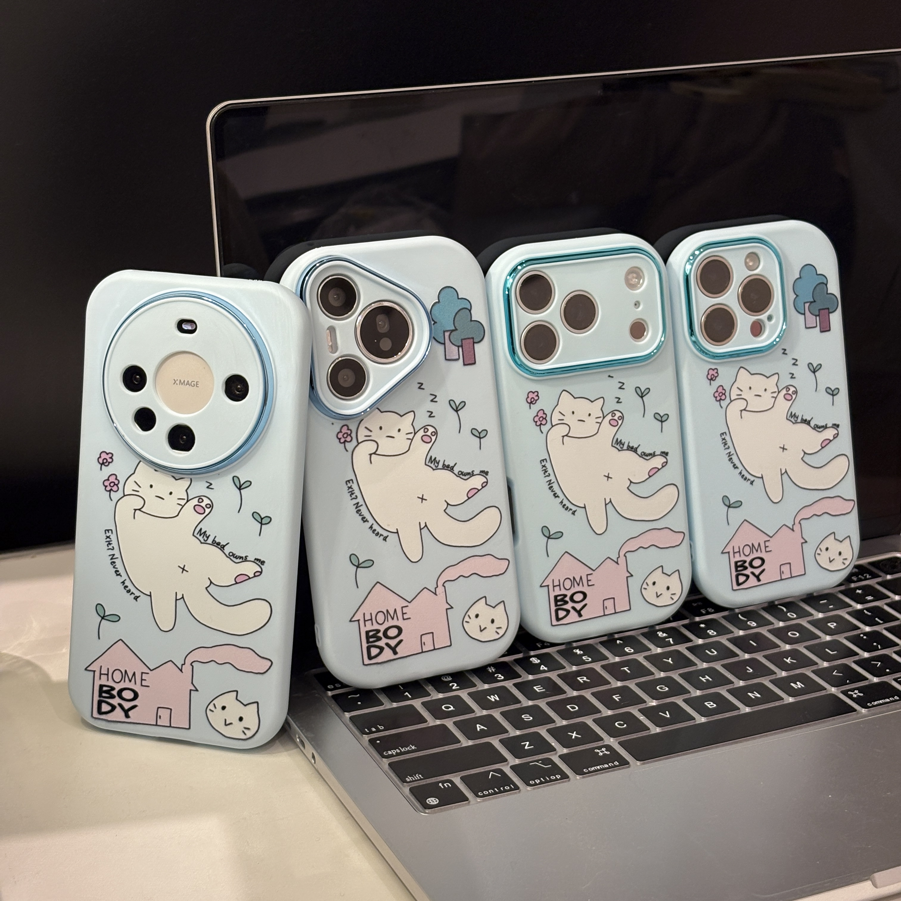 瞌睡小猫适用苹果17pro手机壳16pm小胖妹华为p80荣耀oppo小米15