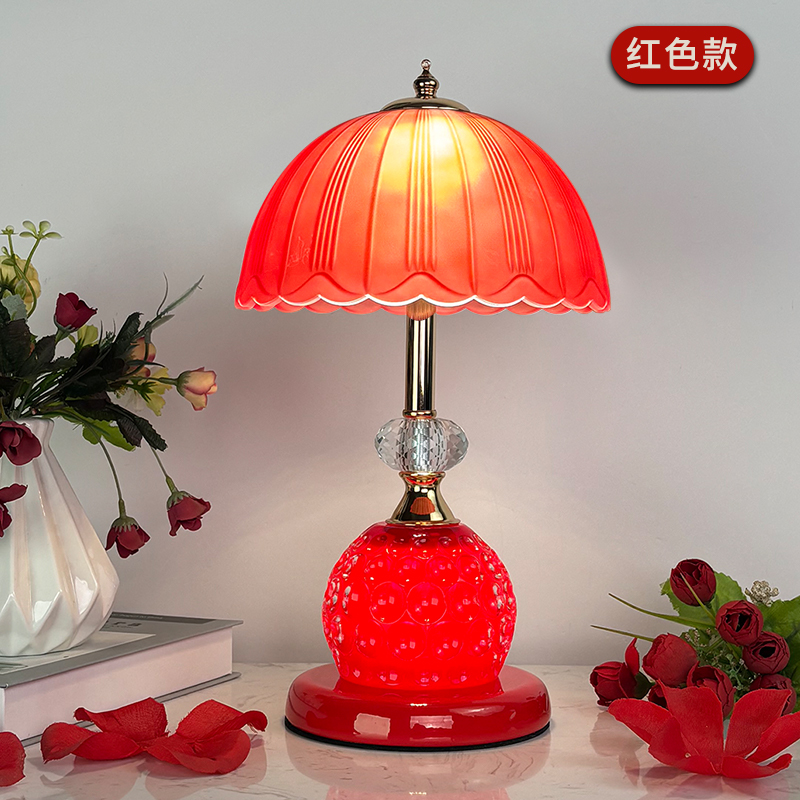 陪嫁新婚庆长明灯婚房喜灯送新人礼物水晶玻璃台灯新娘闺蜜床头灯
