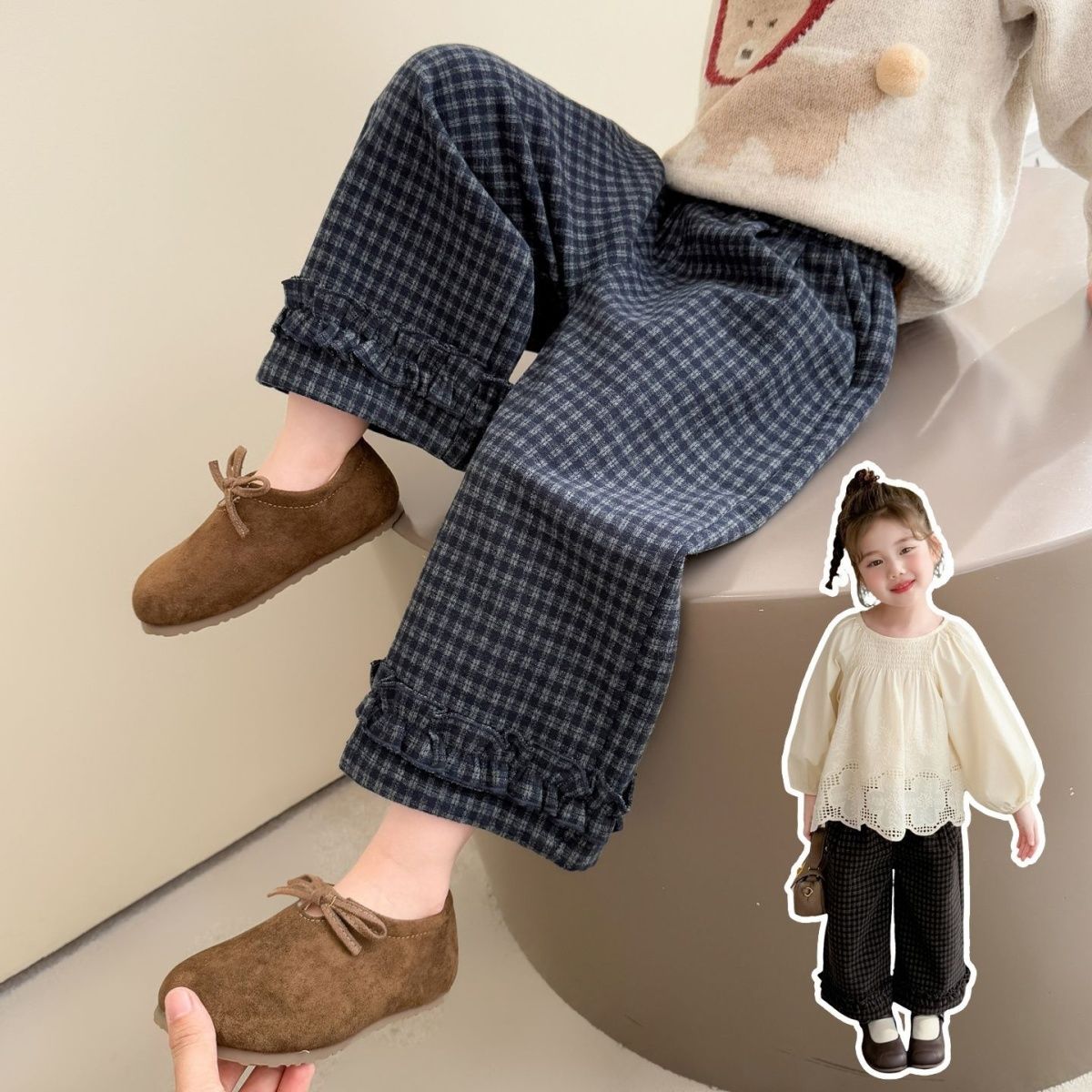 女童裤子春秋冬款宝宝休闲直筒外穿长裤儿童洋气韩版阔腿裤穿搭