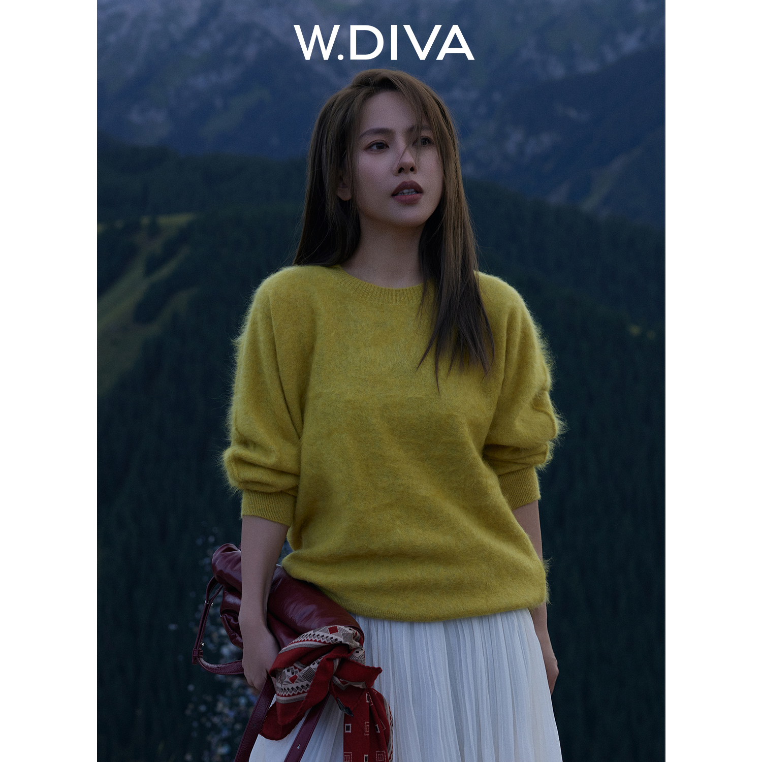 W.Diva【小太阳】秋冬100山羊绒拉毛亲肤套头毛衫慵懒风女53Z212496