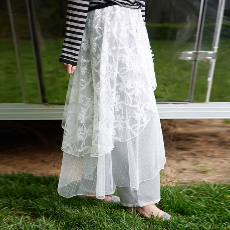 TRACYCHU透视叠搭款立体蕾丝半裙欧若风千金洋气百搭时尚仙气飘飘