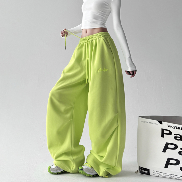 2025秋季新款女装休闲 裤女高腰显瘦宽松百搭工装阔腿长裤子运动