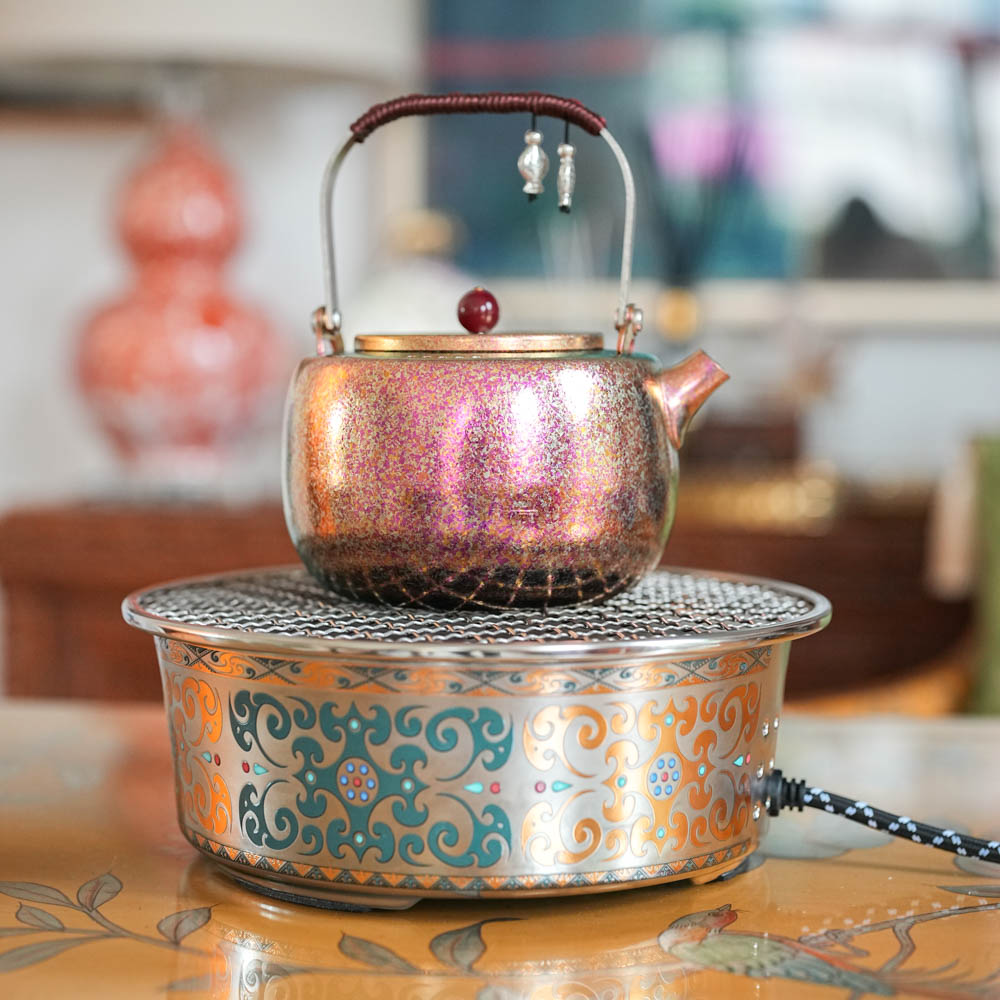 【奇居视频】香槟金纯钛小满提梁壶陶瓷炉煮茶壶 多款#YH-TH001