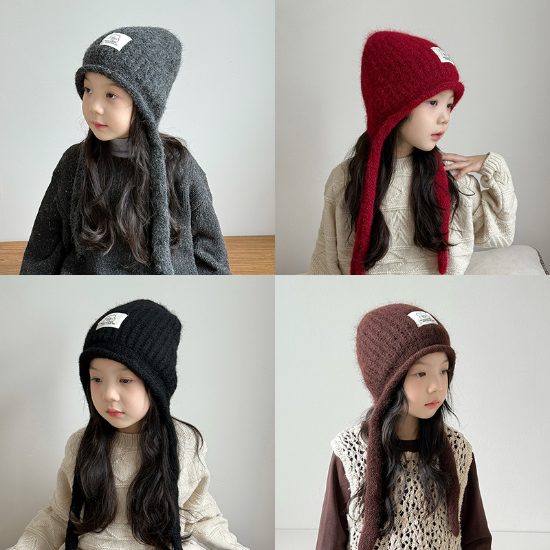 儿童帽子女孩秋冬季毛线帽韩版保暖护耳防寒女童针织帽冬天宝宝帽