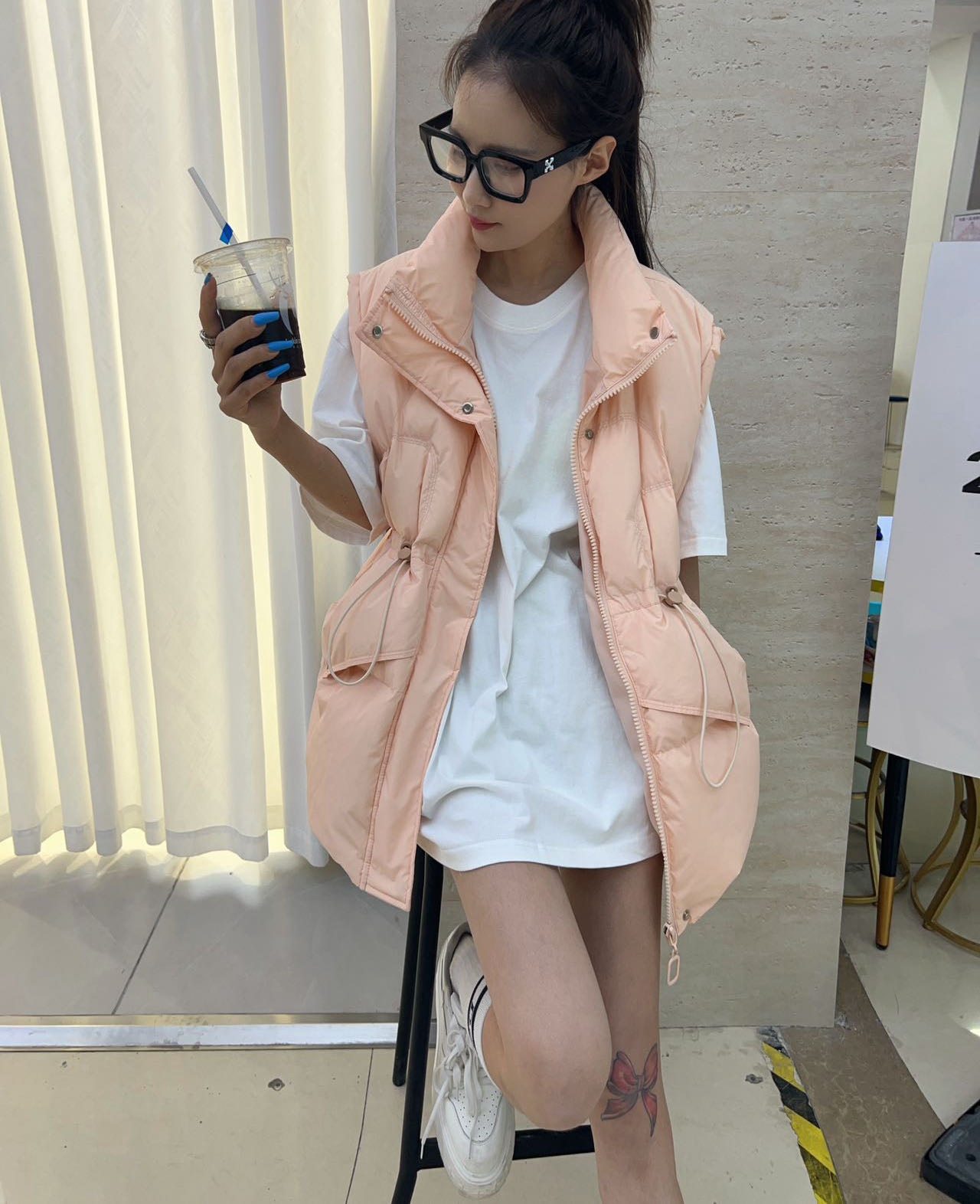 【PSX-M13】白鹅绒抽绳马甲时尚休闲马夹韩版秋冬宽松学生冬季加厚