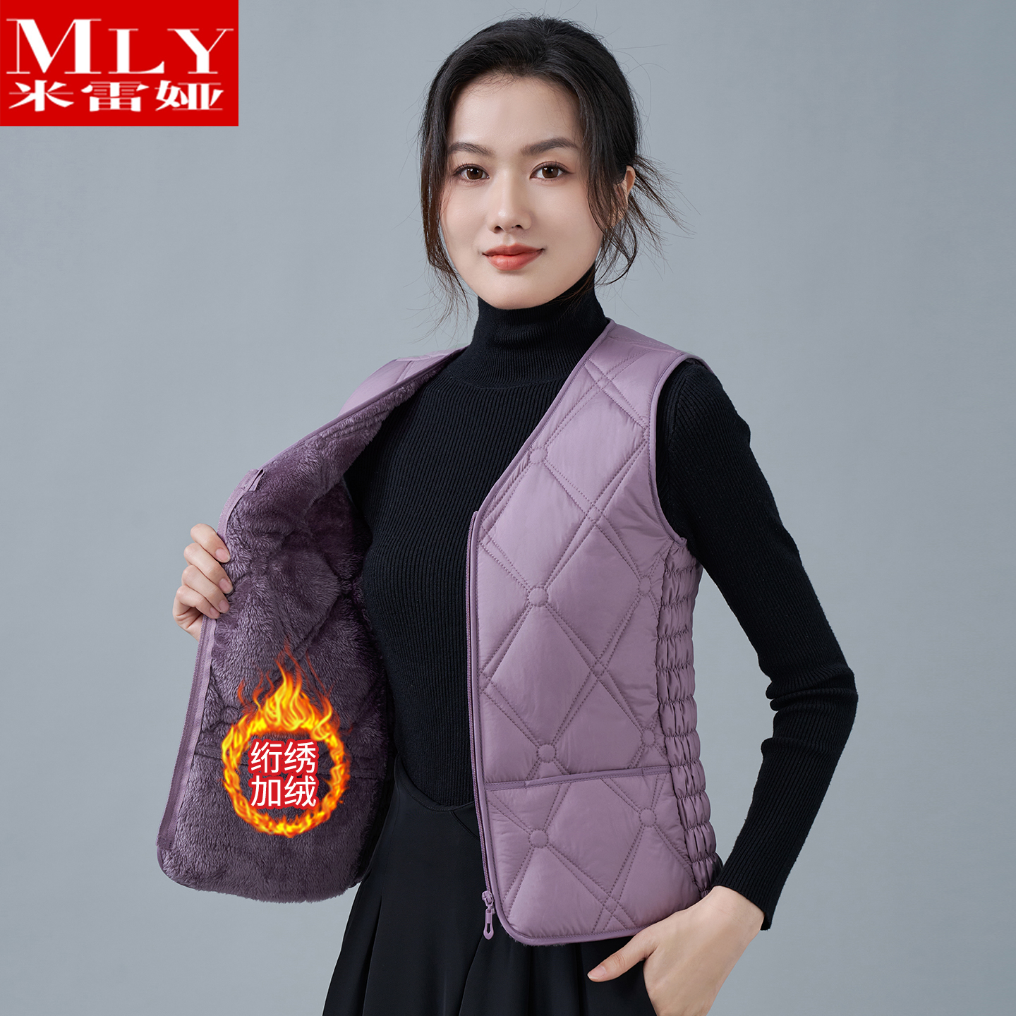 2025秋冬新款加绒棉马甲女爆款修身显瘦马夹内穿加厚贴身保暖背心