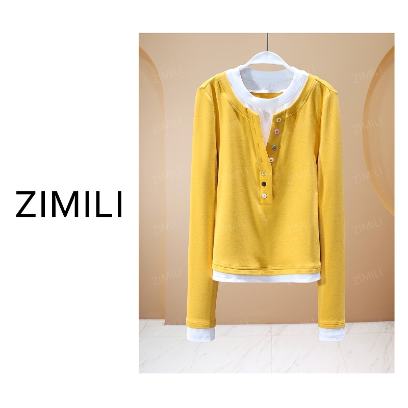 【亮哥欧货女装】冬季磨毛加厚《豆蔻》高弹显瘦打底上衣26277-B1