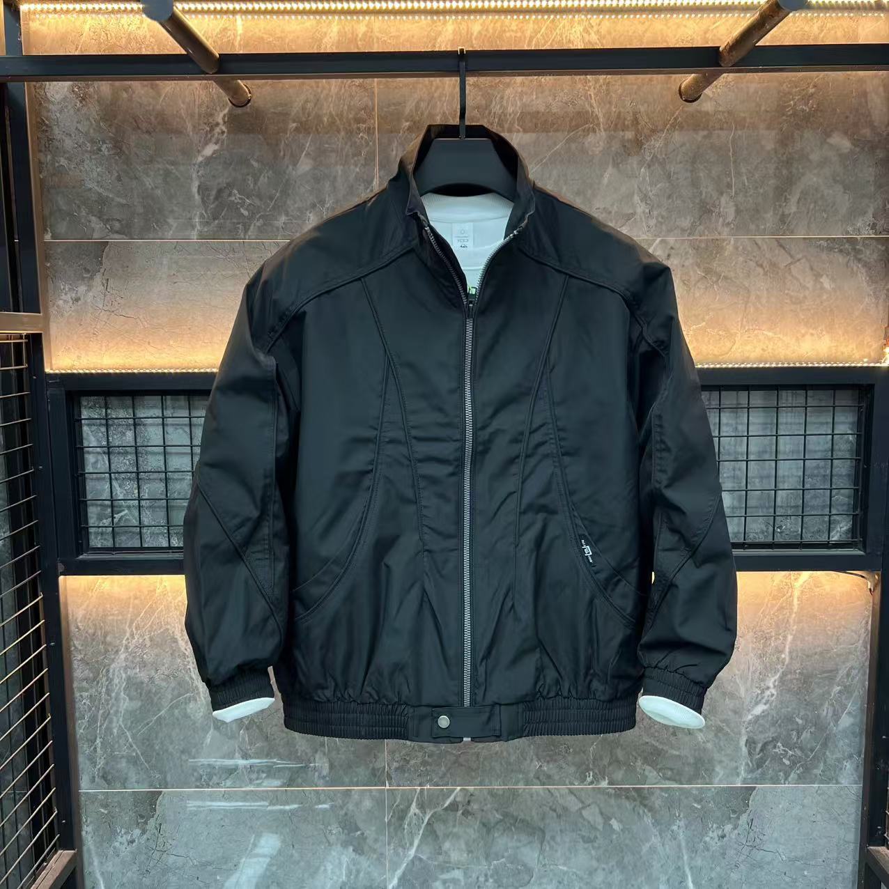 春秋新款高档工装立领夹克男潮牌简约时尚宽松百搭休闲上衣外套