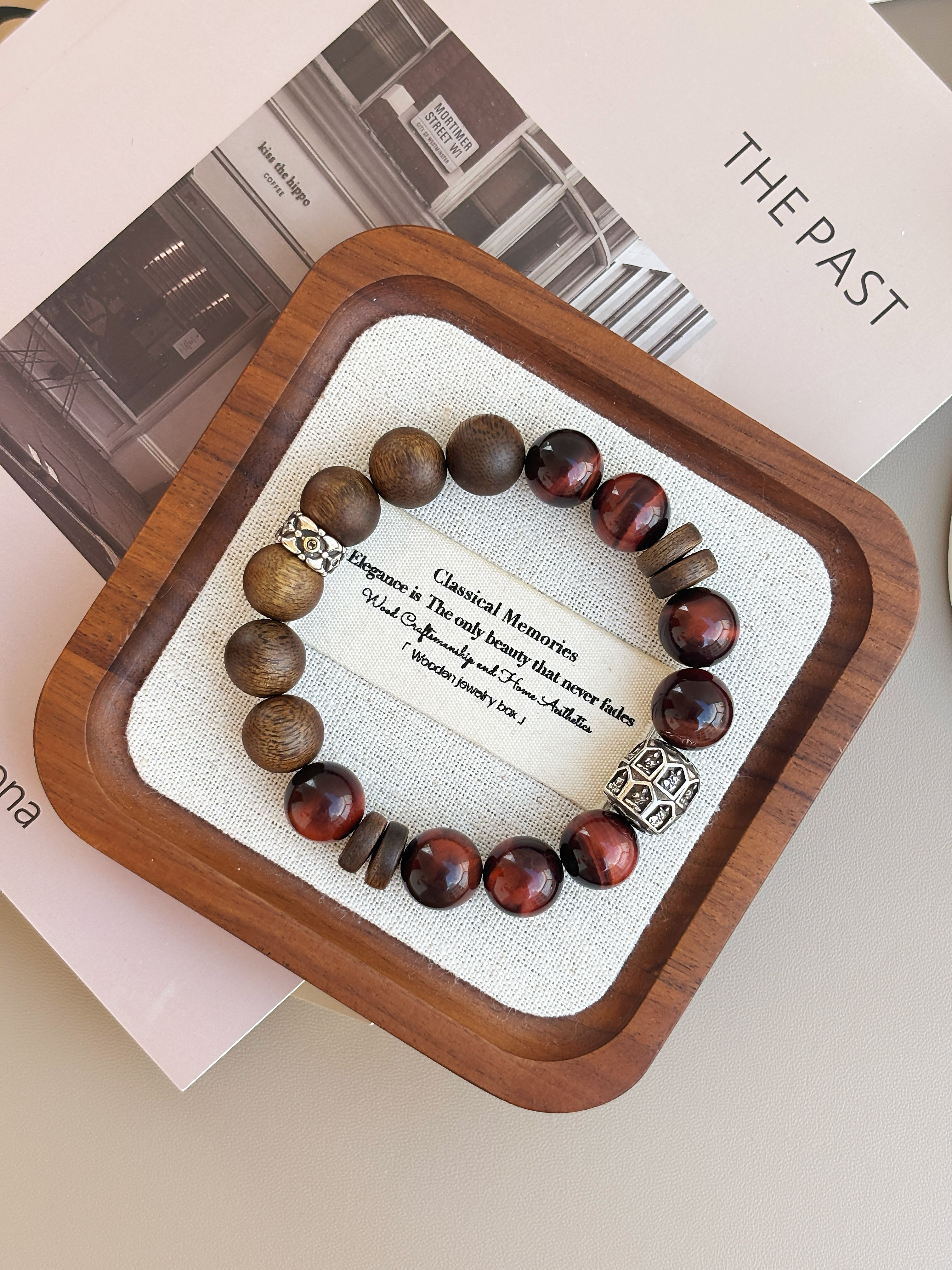 铜合金手链 善上签木火相映喜木火男士能量水晶手串男生圣诞礼物