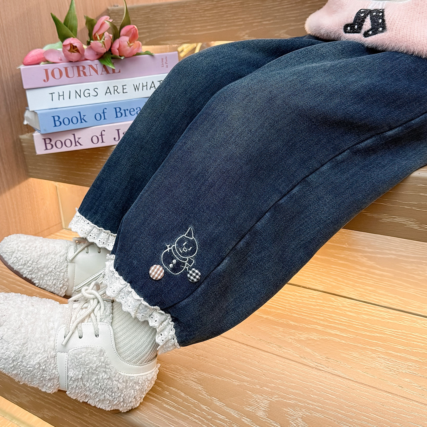 女童加绒牛仔裤儿童洋气时髦加厚休闲裤小女孩宝宝秋冬装2025新款