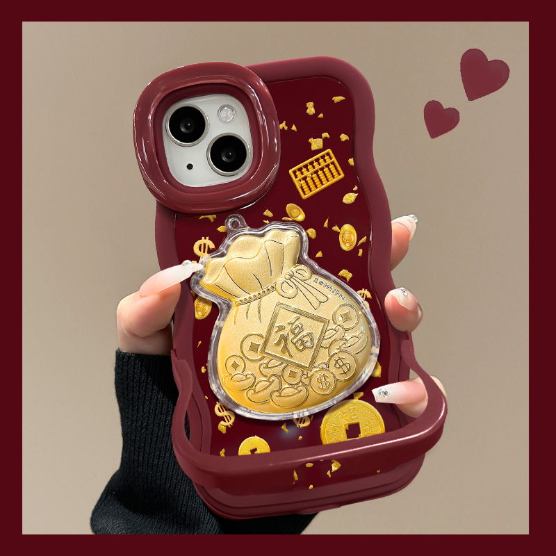 元宝福袋适用于苹果17华为vivo/oppo小米iPhone16PRO双支架手机壳