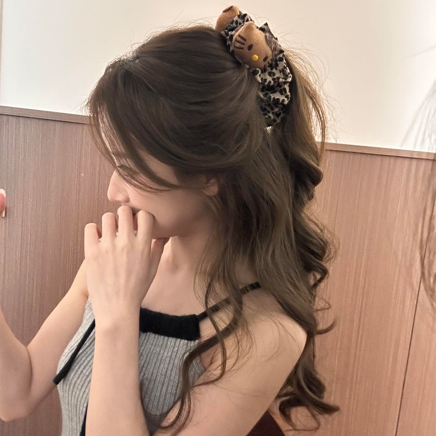 复古豹纹kt猫多层香蕉夹女后脑勺抓夹头饰发卡马尾夹盘发