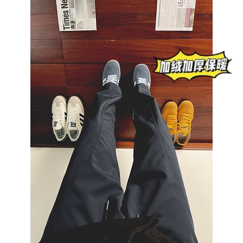 秋冬加厚软壳冲锋裤男直筒机能美式斜切休闲裤加绒保暖弯刀工装裤