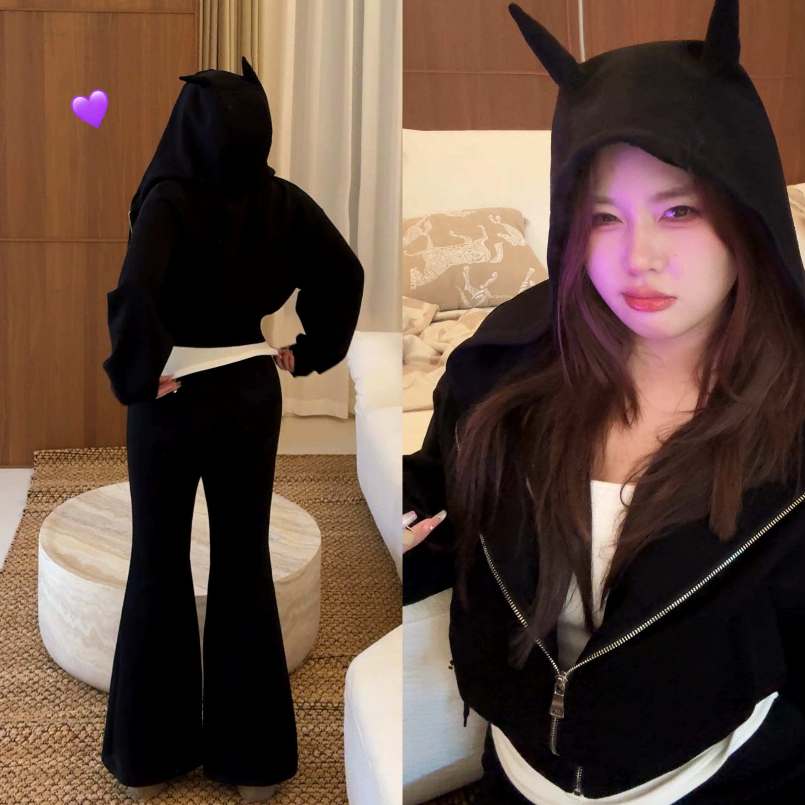 DMcc 大蜜【斯维因套装】小恶魔卫衣套女2025春秋新款微胖mm显瘦