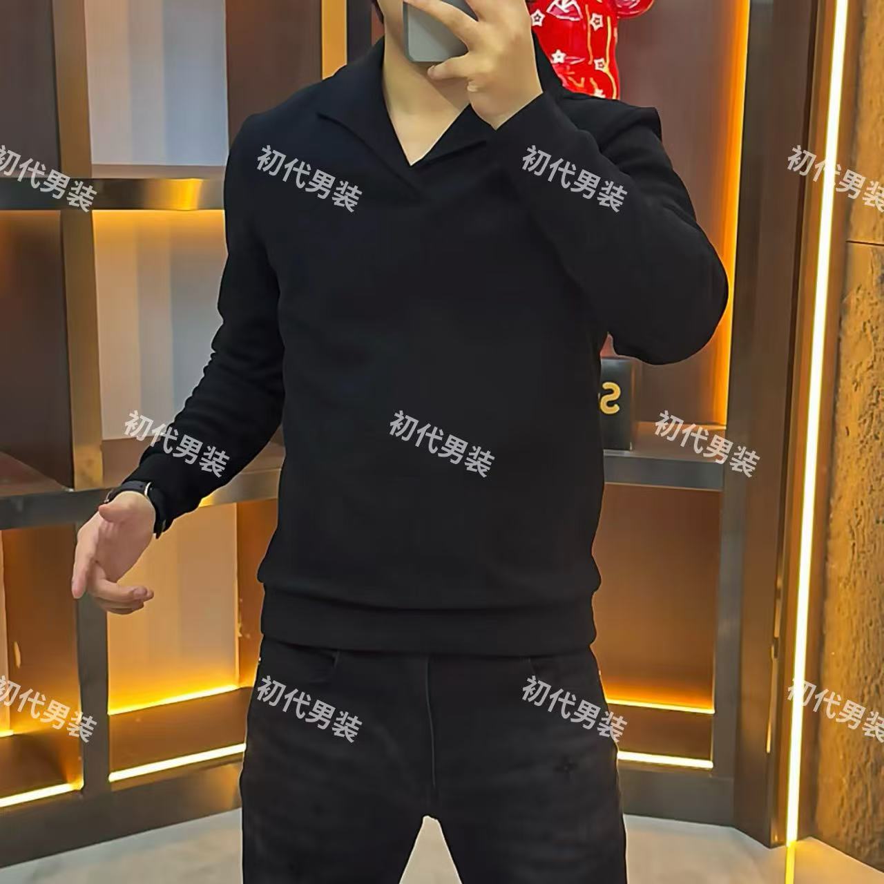 轻奢时尚百搭秋季纯色男士休闲都市翻领百搭长袖-68225