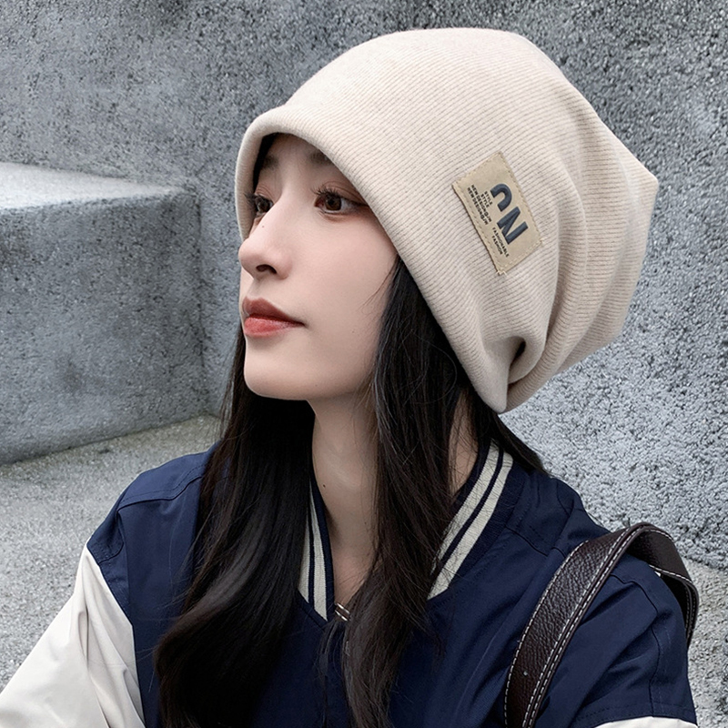 网红针织月子帽女春秋季产后堆堆帽百搭显脸小针织毛线包头冷帽子