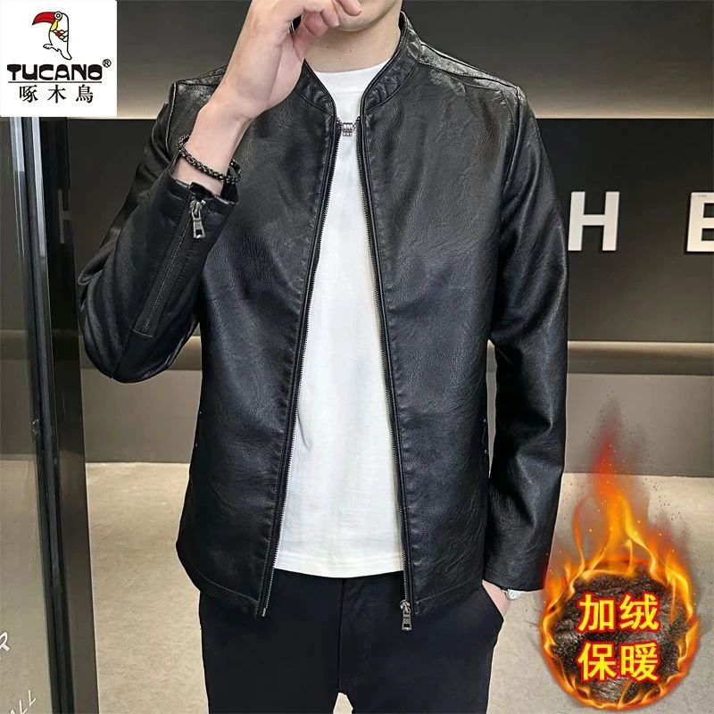 TUCANO/啄木鳥正品秋冬男装立领皮衣时尚百搭防风休闲皮夹克外套