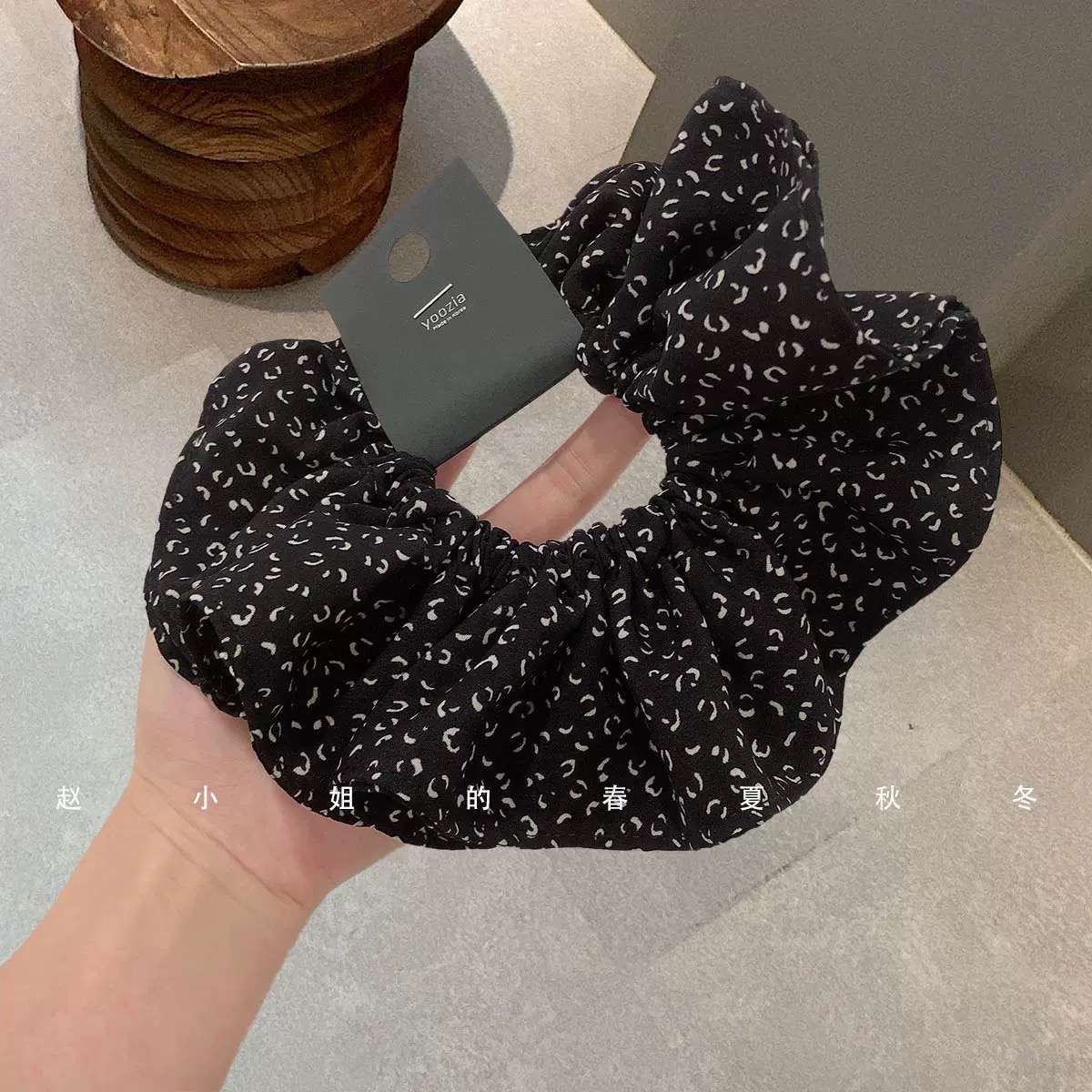 韩国发饰头饰法式复古氛围感低马尾发绳时尚大气豹纹大肠发圈