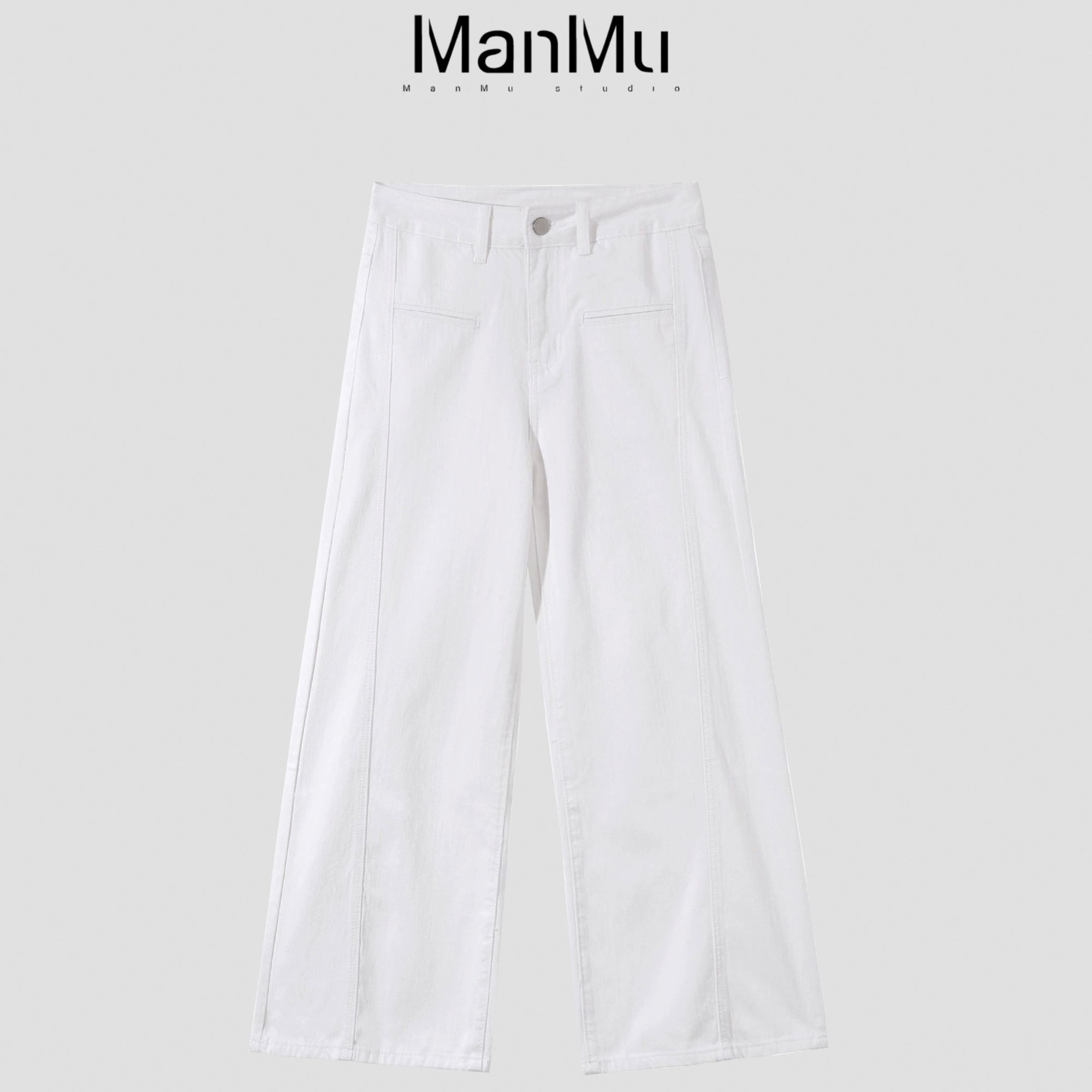 满目ManMu【张琪专属】老钱风秋季纯棉时尚百搭休闲通勤长裤350167