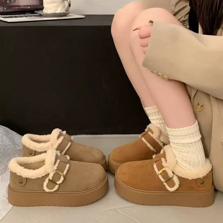 厚底加绒毛毛鞋外穿女2025冬季新款保暖雪地靴