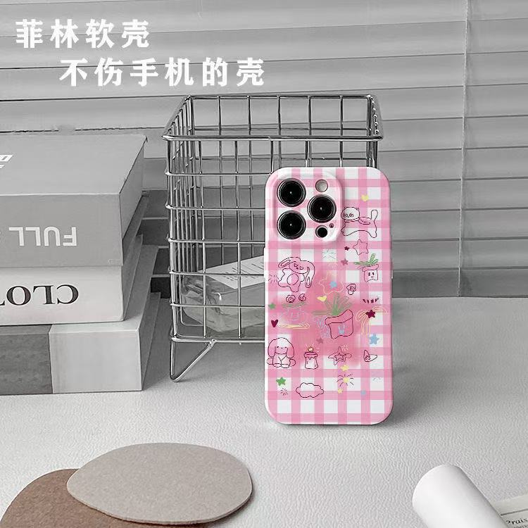 菲林软壳粉格星星适用于苹果16promax华为vivo小米oppo防摔手机壳
