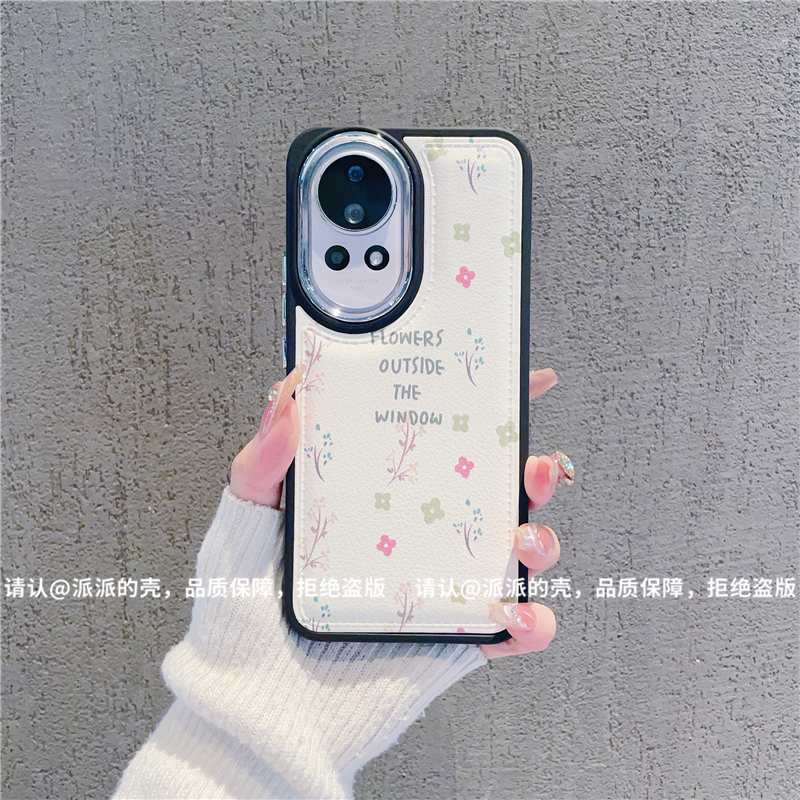 （华为nova12系列）电镀镜框皮纹鼓包适用华为nova12/12Pro手机壳潮