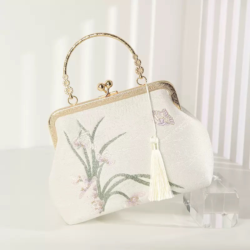 【兰花刺绣】新中式国风手提包手机袋民族风刺绣手提式横式D130