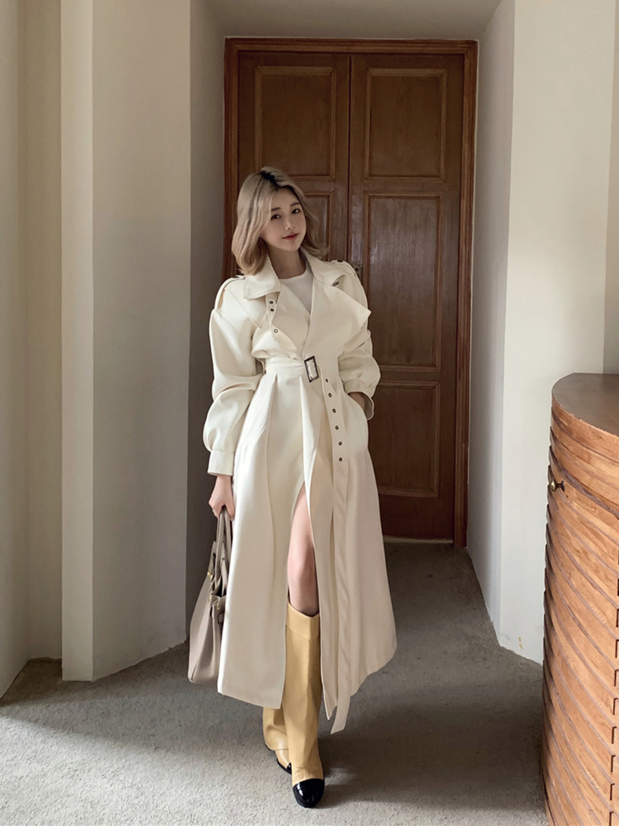 2025秋冬季新款复古休闲英伦风中长款过膝风衣大衣外套显瘦腰带女