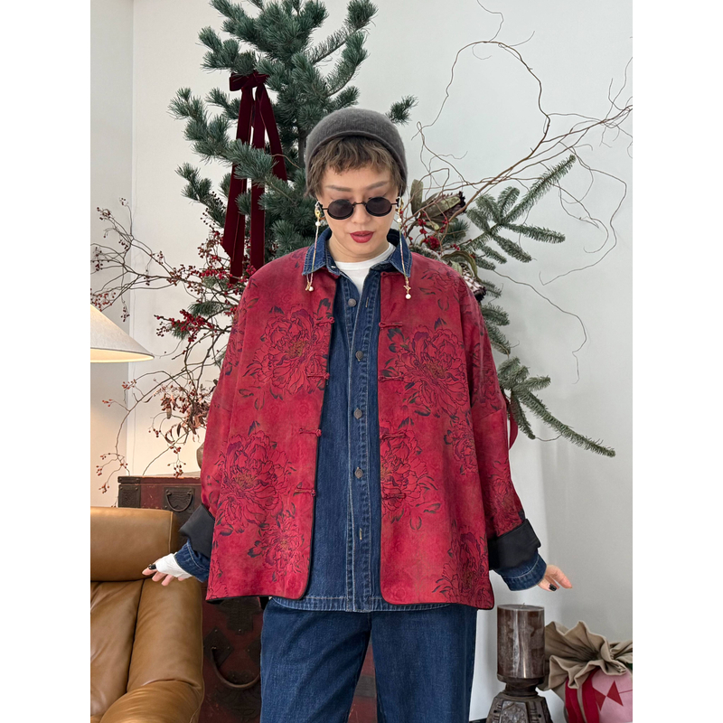 【新年系列】LIY洛阳辞牡丹红香云纱外套