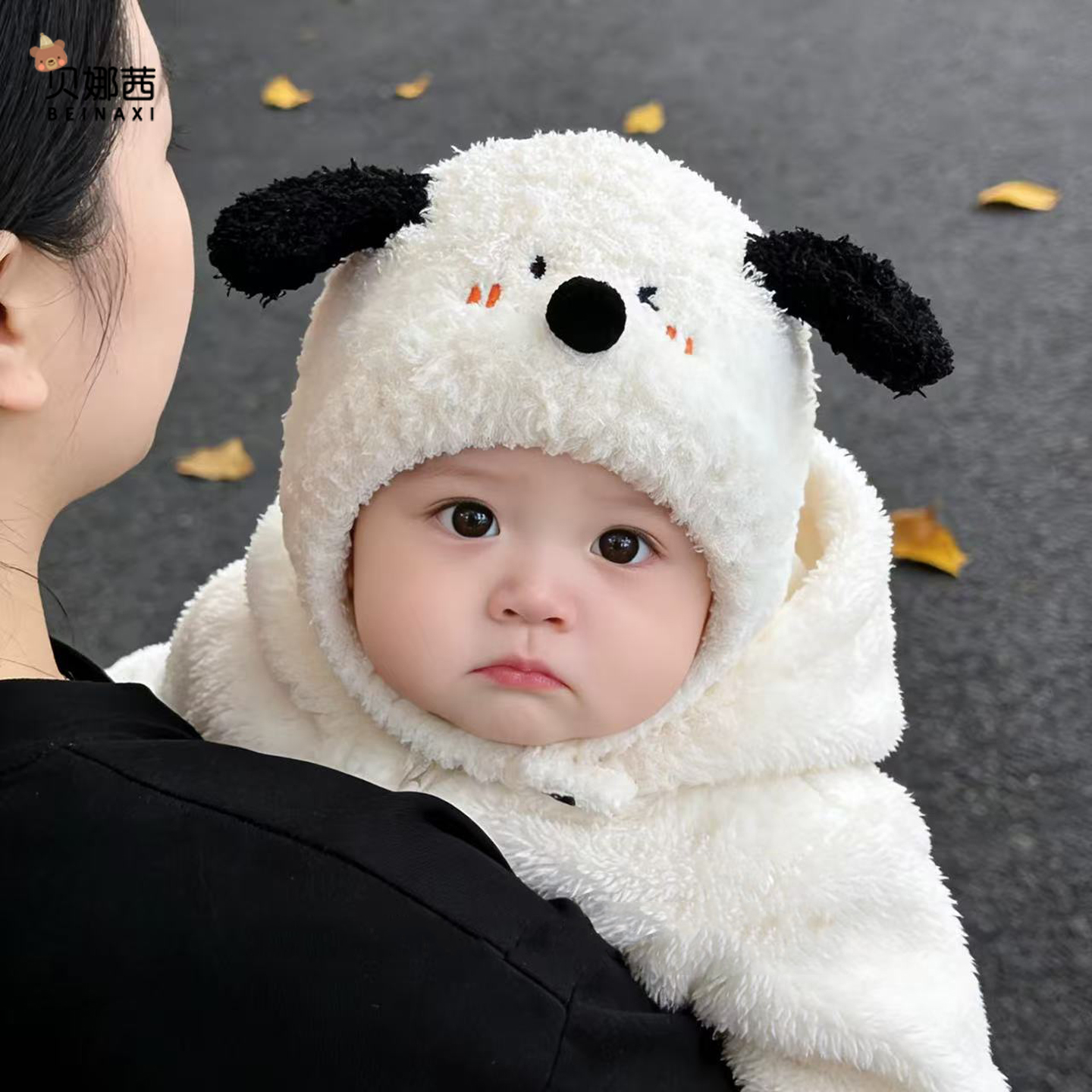 Beinaqian/贝娜茜婴儿帽子秋冬季宝宝男毛线帽针织厚实护耳帽冬天