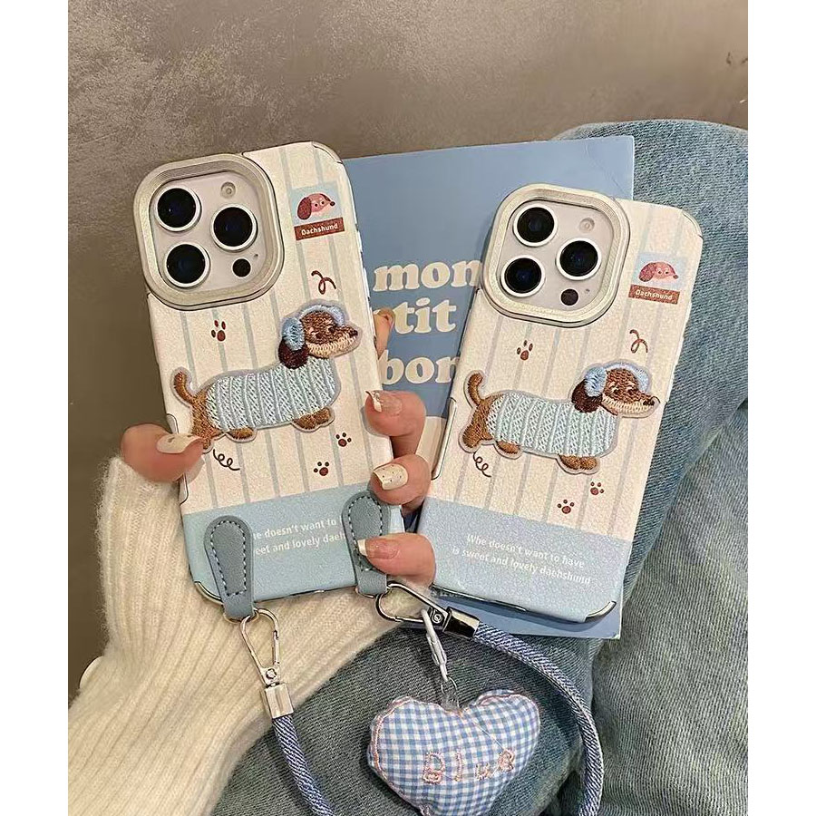 耳机腊肠狗适用苹果17promax手机壳16promax/14PLUS/15/13/12女壳