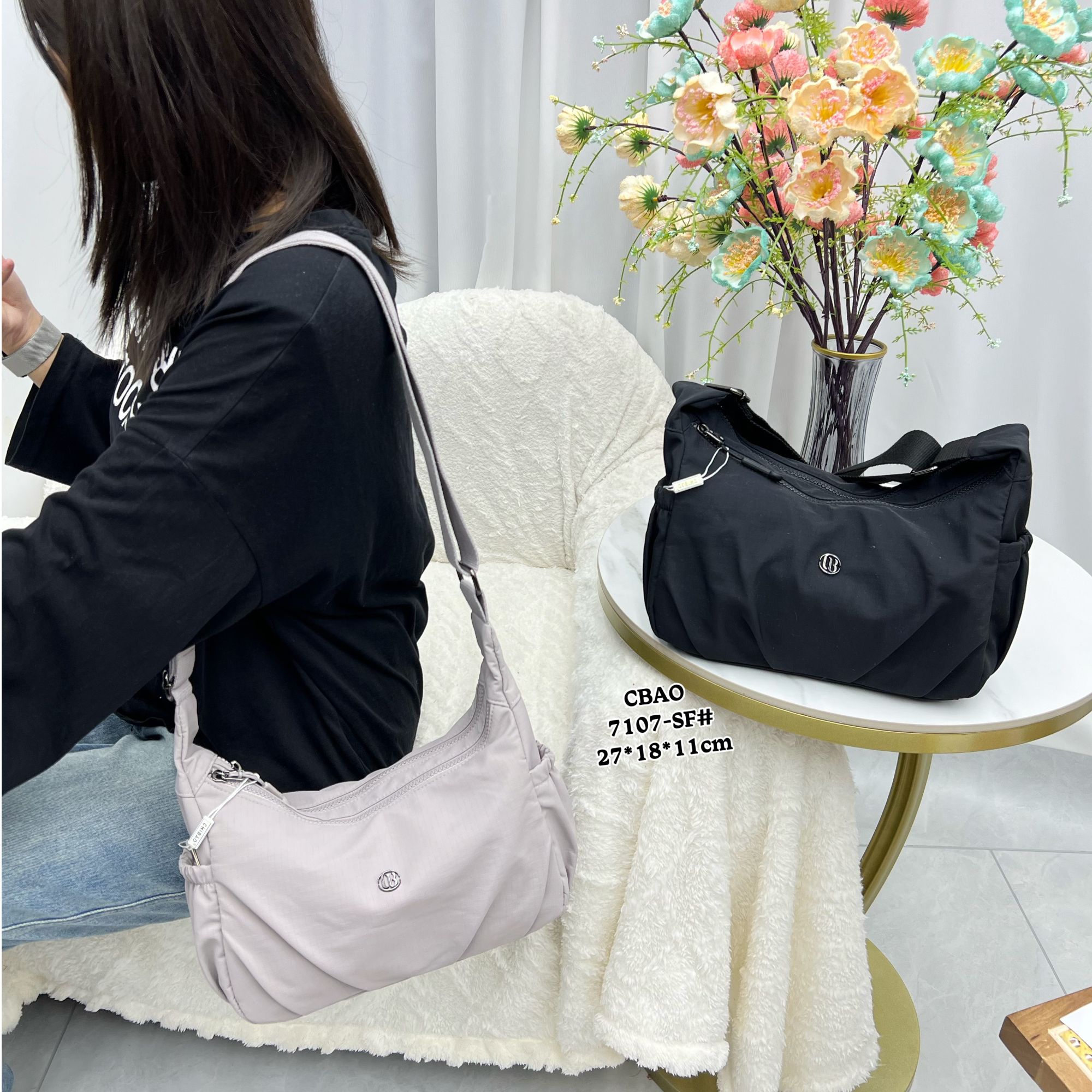 (长27高18)时尚百搭单肩斜挎包2025新款防水尼龙布包