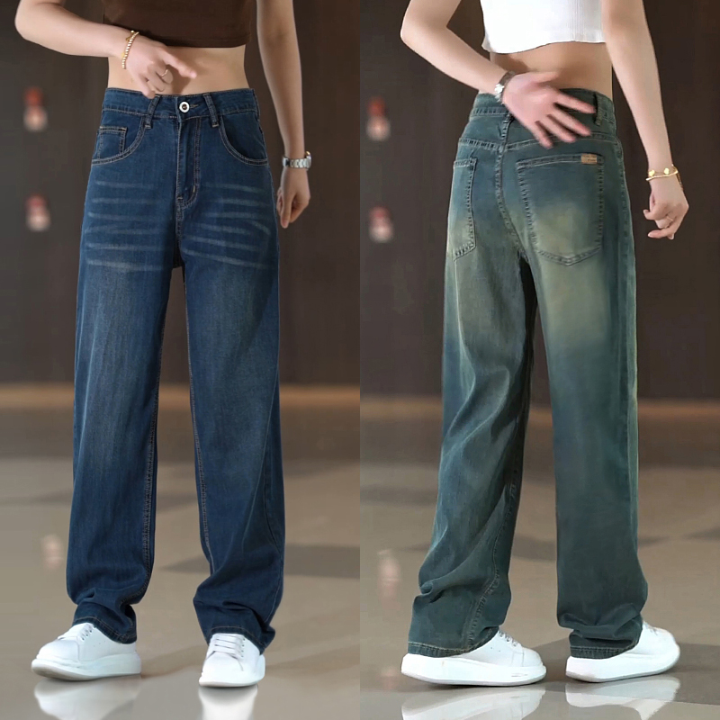 莱赛尔天丝牛仔男款百搭简约透气休闲裤子男士秋季个性痞帅直筒裤