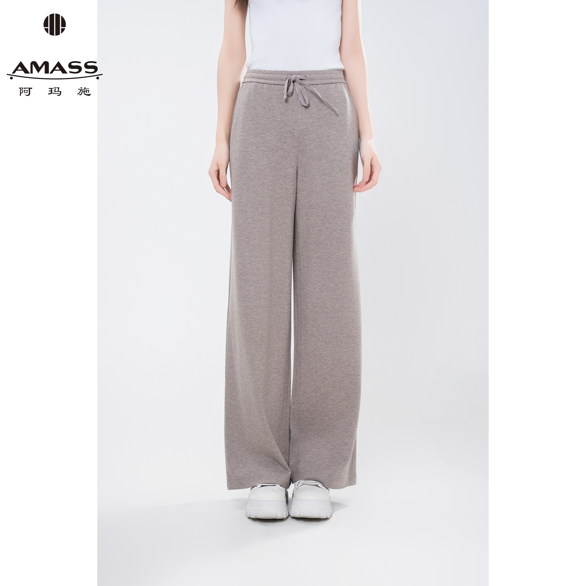 AMASS/阿玛施秋冬新款质感舒适时尚百搭垂感直筒休闲卫裤 5100586
