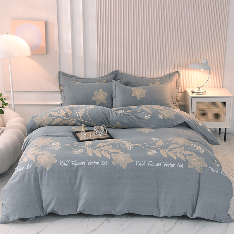 【有床笠款】秋冬新款加厚全棉四件套纯棉磨毛柔软床上四件套网红款