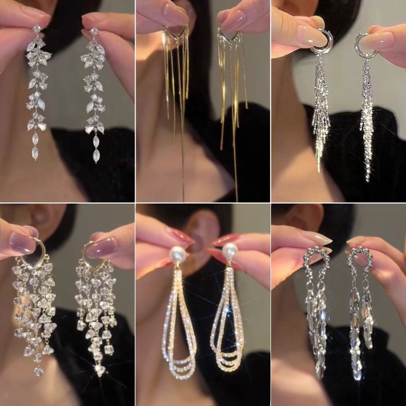 超长流苏显脸小耳钉女金色气质高级感小众秋冬耳饰耳环