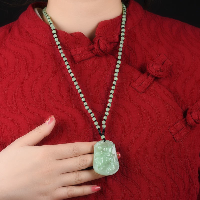 非金属玻璃吊坠 十二生肖仿玉石吊坠项链时尚情侣玉石转运吊坠